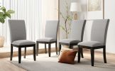 Farmhouse 5-Piece Wood Dining Table Set for 4;  Kitchen Furniture Set with 4 Upholstered Dining Chairs for Small Places;