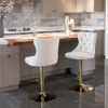 Furniture,Golden Swivel Velvet Barstools Adjusatble Seat Height from 25-33 Inch, Modern Upholstered Bar Stools with Backs Comfortable Tufted for Home