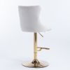 Furniture,Golden Swivel Velvet Barstools Adjusatble Seat Height from 25-33 Inch, Modern Upholstered Bar Stools with Backs Comfortable Tufted for Home