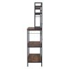 5-Tier Kitchen Bakers Rack with 10 S-Shaped Hooks; Industrial Microwave Oven Stand; Free Standing Kitchen Utility Cart Storage Shelf Organizer (Rustic