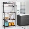 5-Tier Kitchen Bakers Rack with 10 S-Shaped Hooks; Industrial Microwave Oven Stand; Free Standing Kitchen Utility Cart Storage Shelf Organizer (Rustic