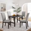 Farmhouse 5-Piece Wood Dining Table Set for 4;  Kitchen Furniture Set with 4 Upholstered Dining Chairs for Small Places;