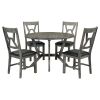 Mid-Century 5-Piece Dining Table Set;  Round Table with Cross Legs;  4 Upholstered Chairs for Small Places;  Kitchen;  Studio